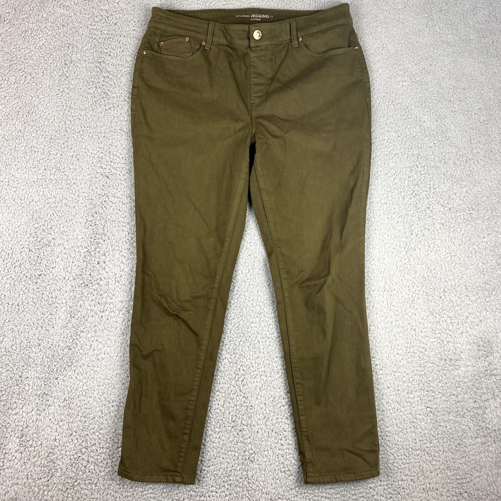Chicos Jeans Womens 1P Green Platinum Jeggings Stretch Denim 5-Pocket Pant US 8P